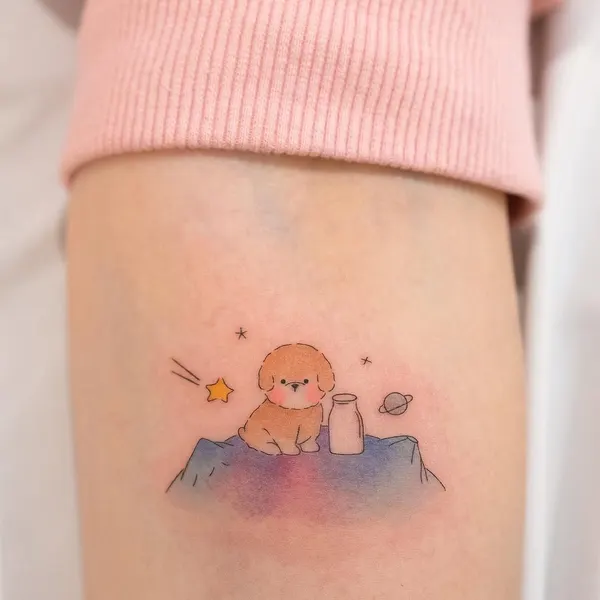 Mini, 소녀, 마녀, 장면, 삼족오, 오니, 카툰, 텐구, 커버업, 우키요에, 초소형 타투