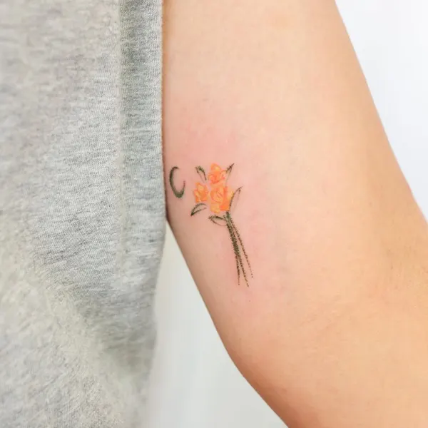 Flower, Rose, 백합, 체리, 수선화, 야생화, 양귀비, 아이리스, 카네이션, 초소형 타투, 작은 타투, Mini, 요정, 촛불, 한글, 희망, 게자리