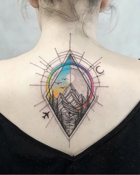 원, Geometric, 바람, 지도, 나침반, 지구본, 여행 타투