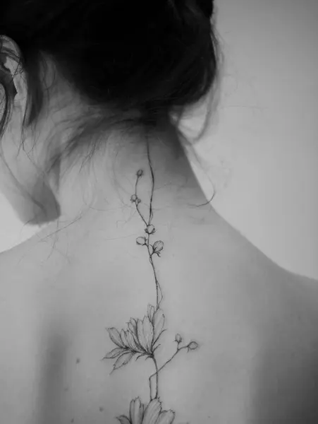 Flower, Nature, 나뭇가지, 등 전체 타투, 난초, 뿌리, 실루엣