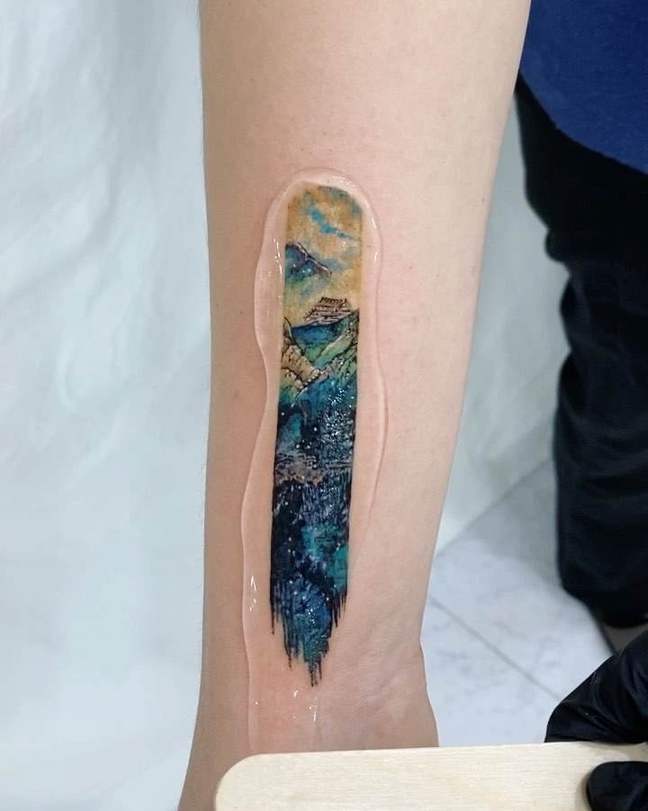바다, 산호, 붓, 은하, 파도, 오로라