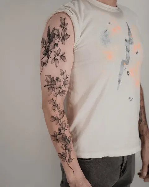 Flower, 슬리브, 하프슬리브, 꽃 배경, 큰 타투, 패턴