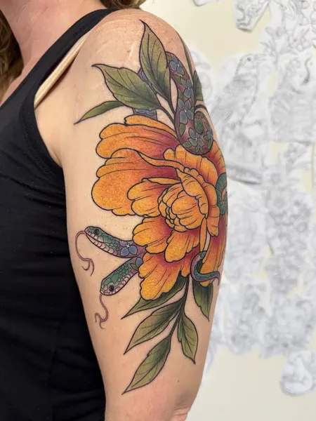 Dragon, Flower, Rose