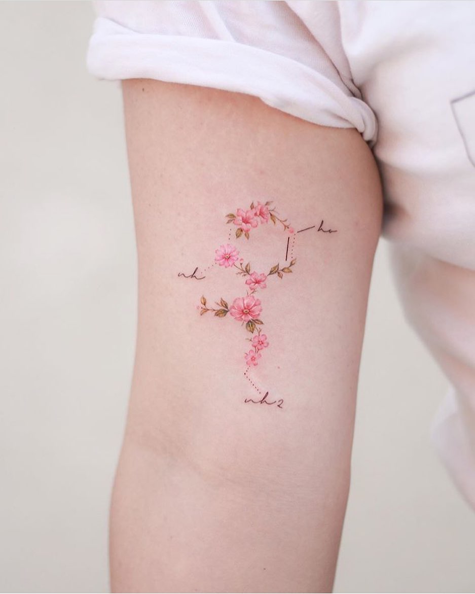 Flower, 벚꽃, 사쿠라, 나뭇가지, 카네이션, 작은 타투