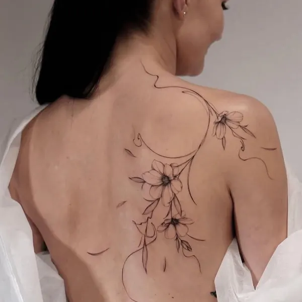뇌, Flower, Nature, 번개, 해부학, 등 전체 타투